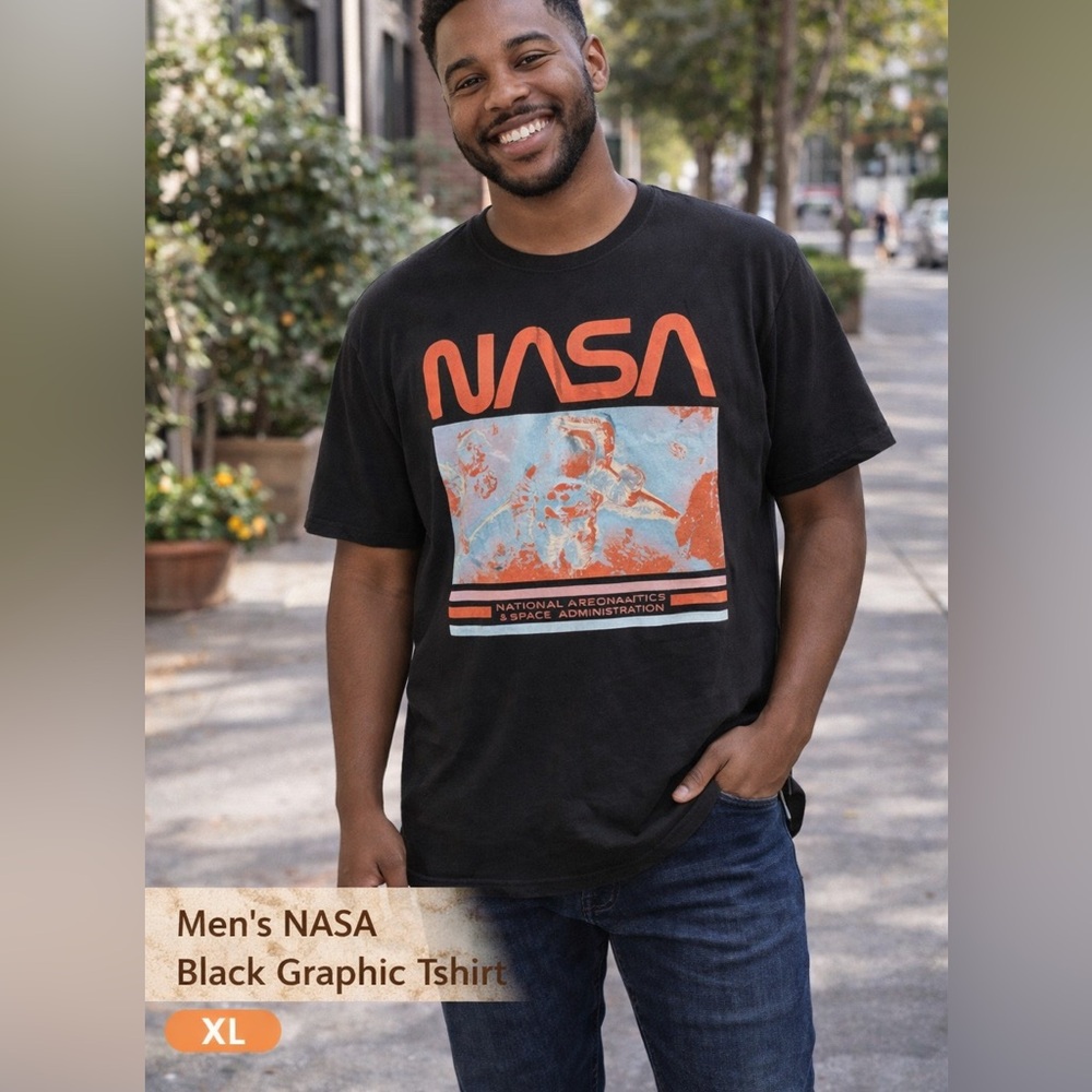 NASA Black Graphic T-Shirt XL